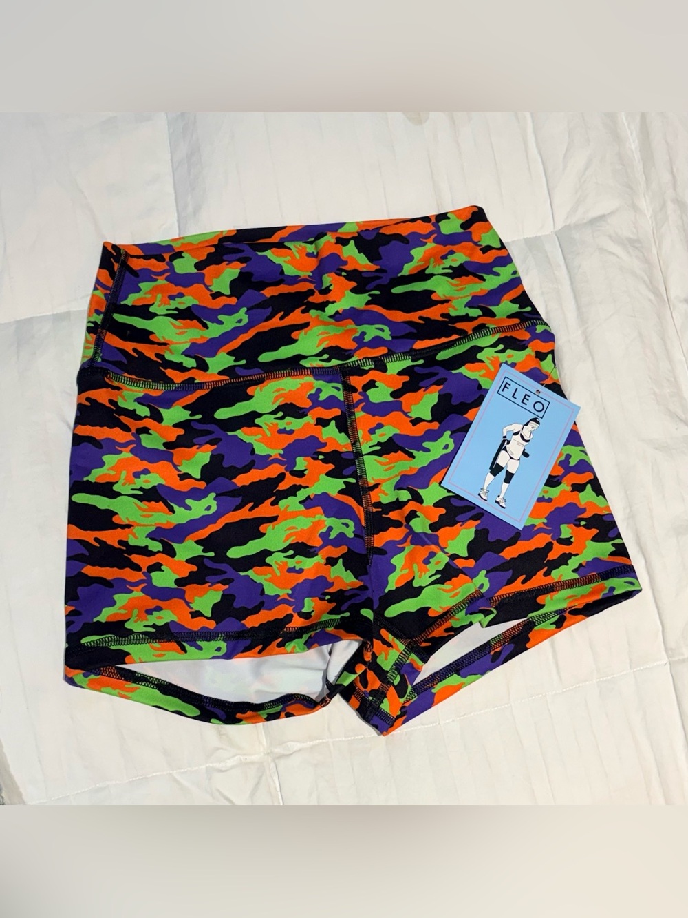 Fleo Superbad Bike Shorts Green Orange Purple Black High Rise